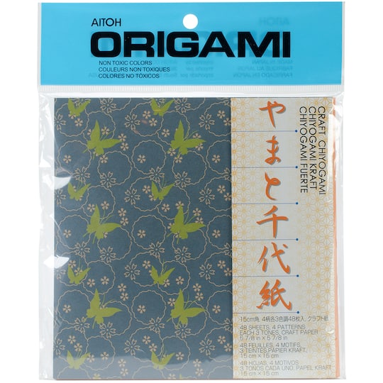 Aitoh 5.875&#x22; Craft Chiyogami Origami Paper, 48 Sheets